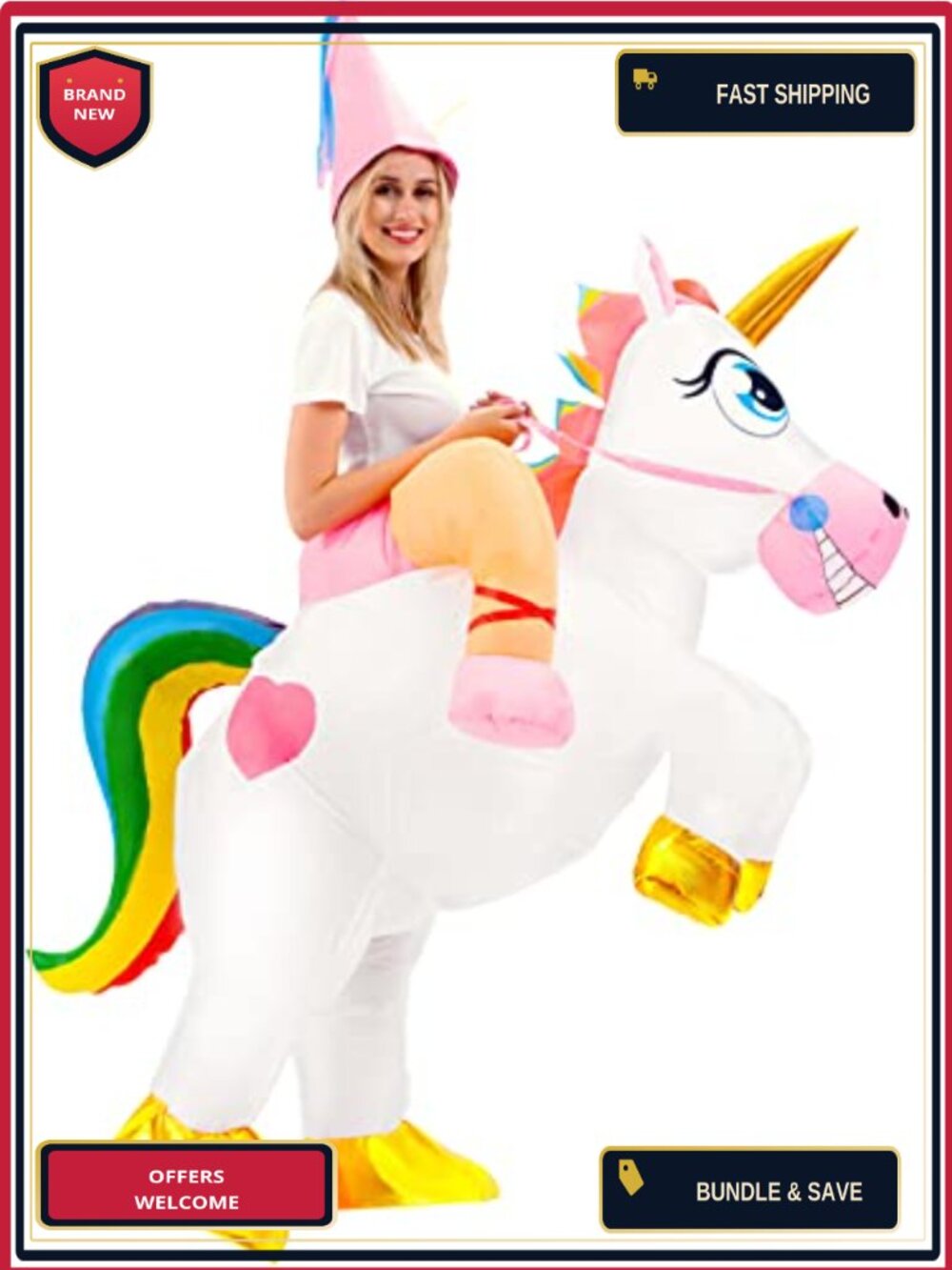 Adult Inflatable Unicorn Riding Costume Blow Up Suit Halloween Cosplay